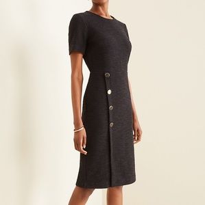 Textured Button Trim Sheath Dress